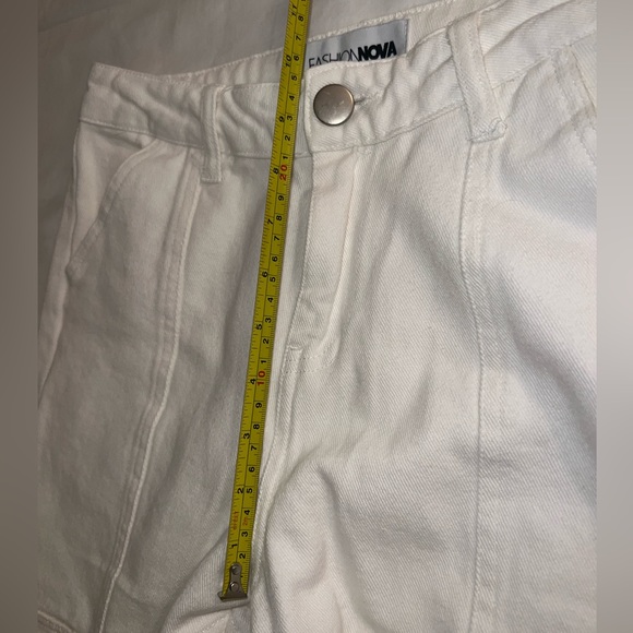 Fashion Nova Out Of Time Non Stretch Cargo Jean - White - Picture 8 of 9